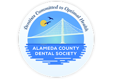 The image features a logo with text that reads ALAMEDA COUNTY DENTAL SOCIETY and includes an emblem of a bridge, symbolizing dental health and connectivity.